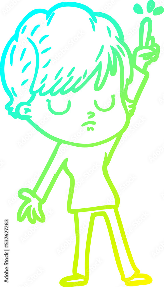 cold gradient line drawing of a cartoon woman cold gradient line drawing of a cartoon woman