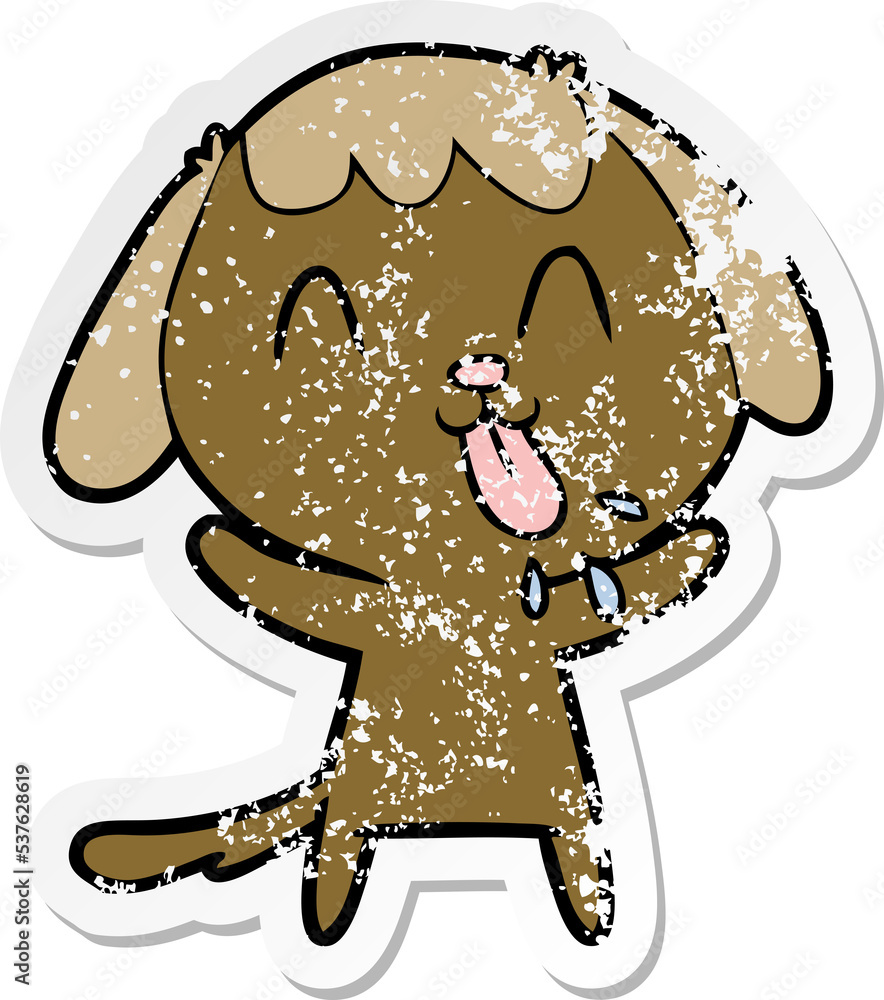 distressed sticker of a cute cartoon dog distressed sticker of a cute cartoon dog