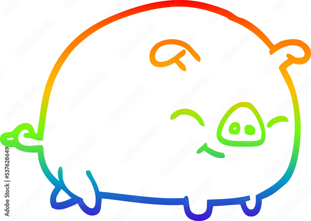 rainbow gradient line drawing of a cartoon pig rainbow gradient line drawing of a cartoon pig