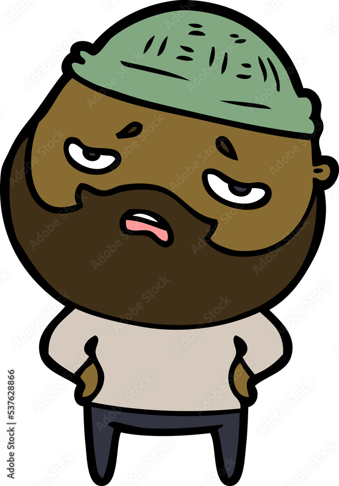 cartoon worried man with beard