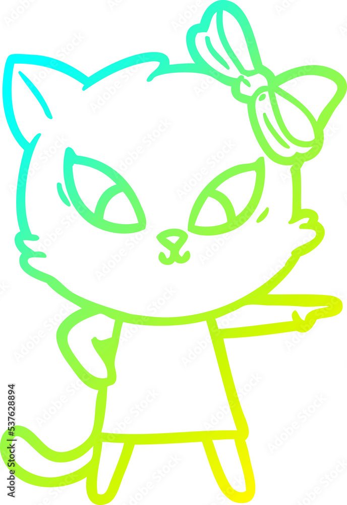 cold gradient line drawing of a cartoon cat cold gradient line drawing of a cartoon cat