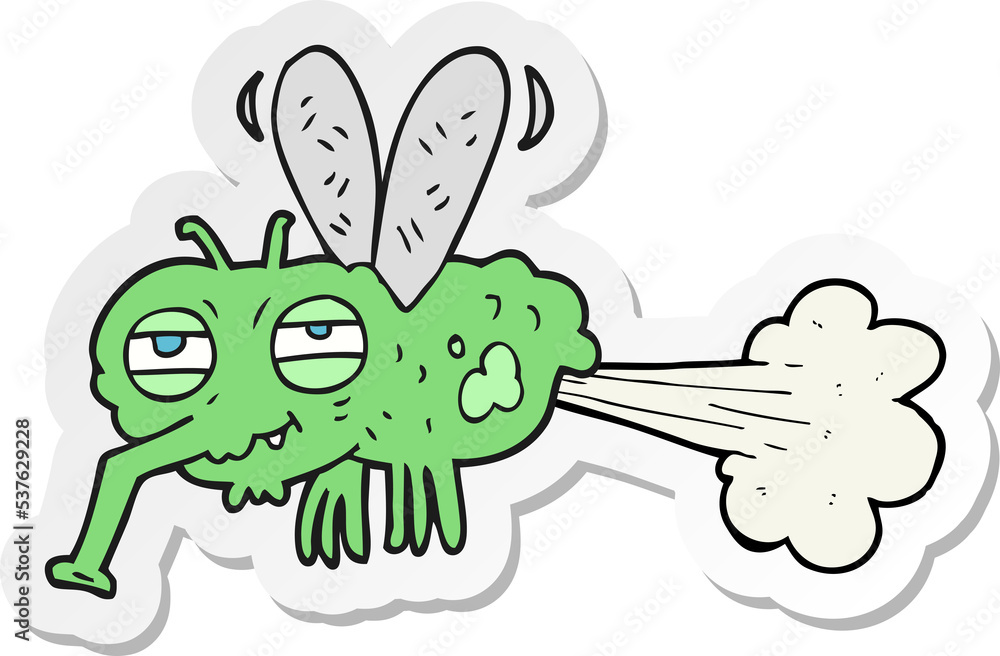 sticker of a cartoon gross farting fly sticker of a cartoon gross farting fly