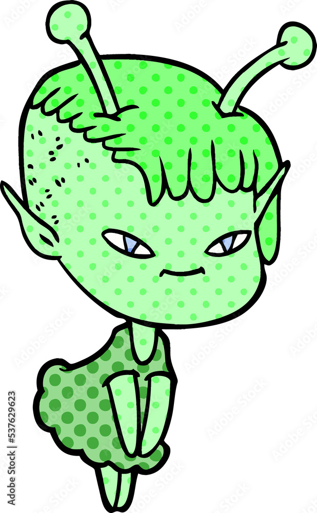 Fototapeta premium cute cartoon alien girl