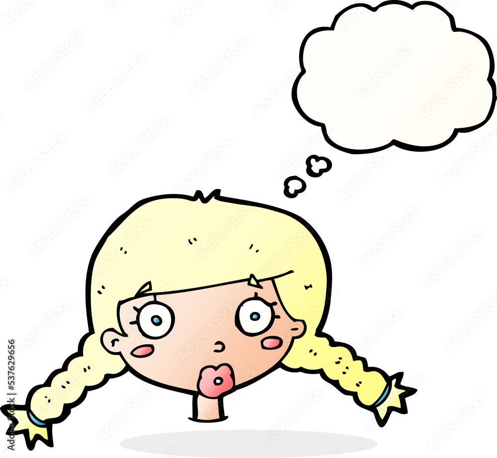 cartoon confused female face with thought bubble cartoon confused female face with thought bubble