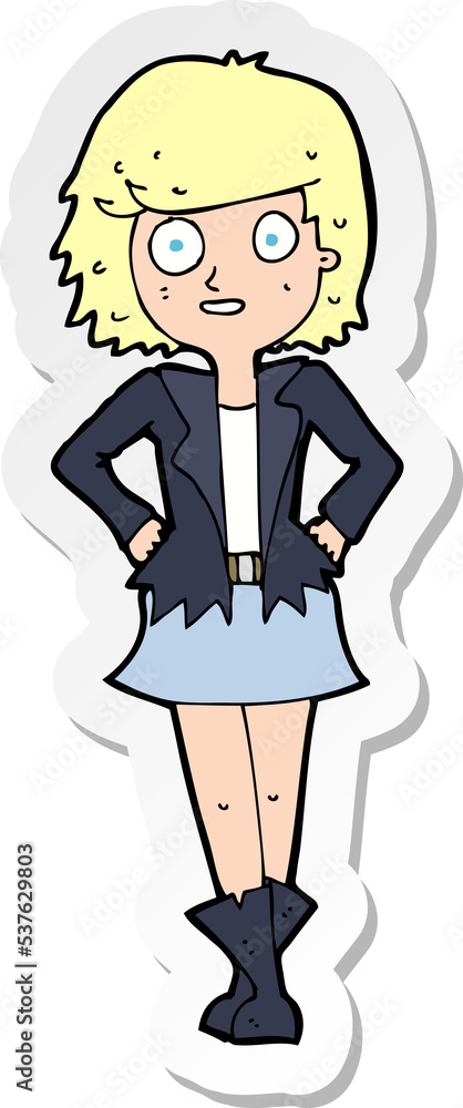 sticker of a cartoon girl in jacket sticker of a cartoon girl in jacket