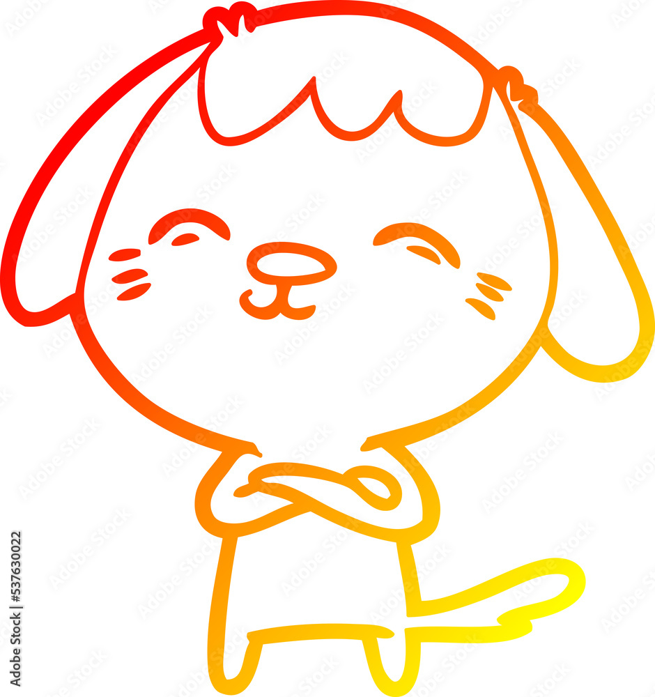warm gradient line drawing of a happy cartoon dog warm gradient line drawing of a happy cartoon dog