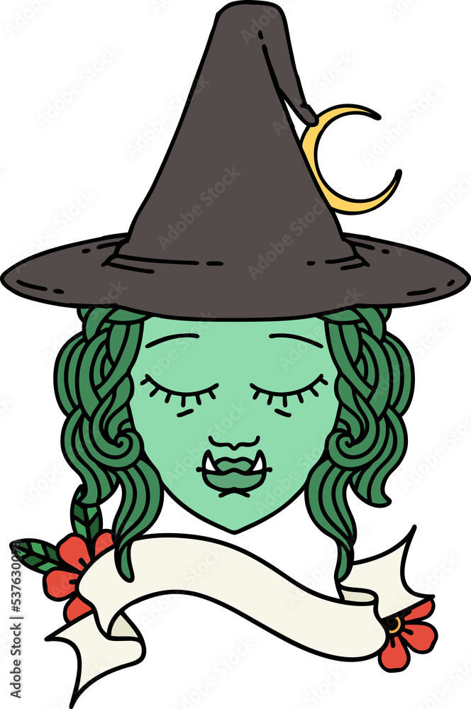 Retro Tattoo Style half orc witch character face Retro Tattoo Style half orc witch character face