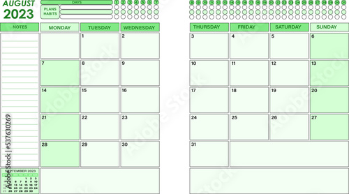 Calendar planner timetable week monthly  vector template
