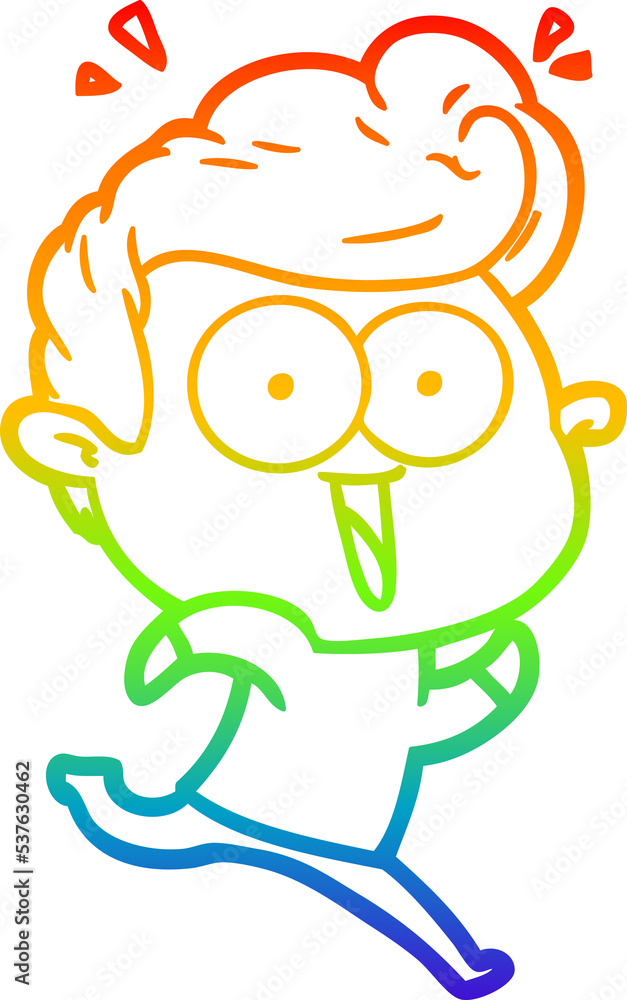 rainbow gradient line drawing of a cartoon excited man rainbow gradient line drawing of a cartoon excited man