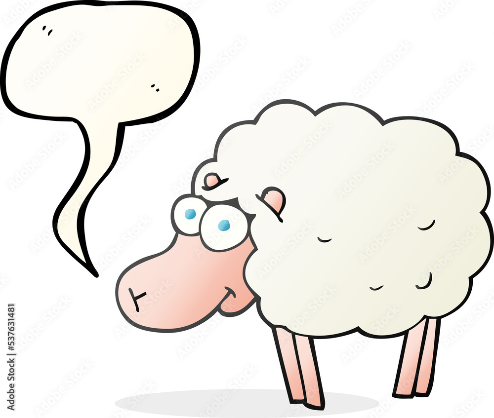 Obraz premium funny freehand drawn speech bubble cartoon sheep