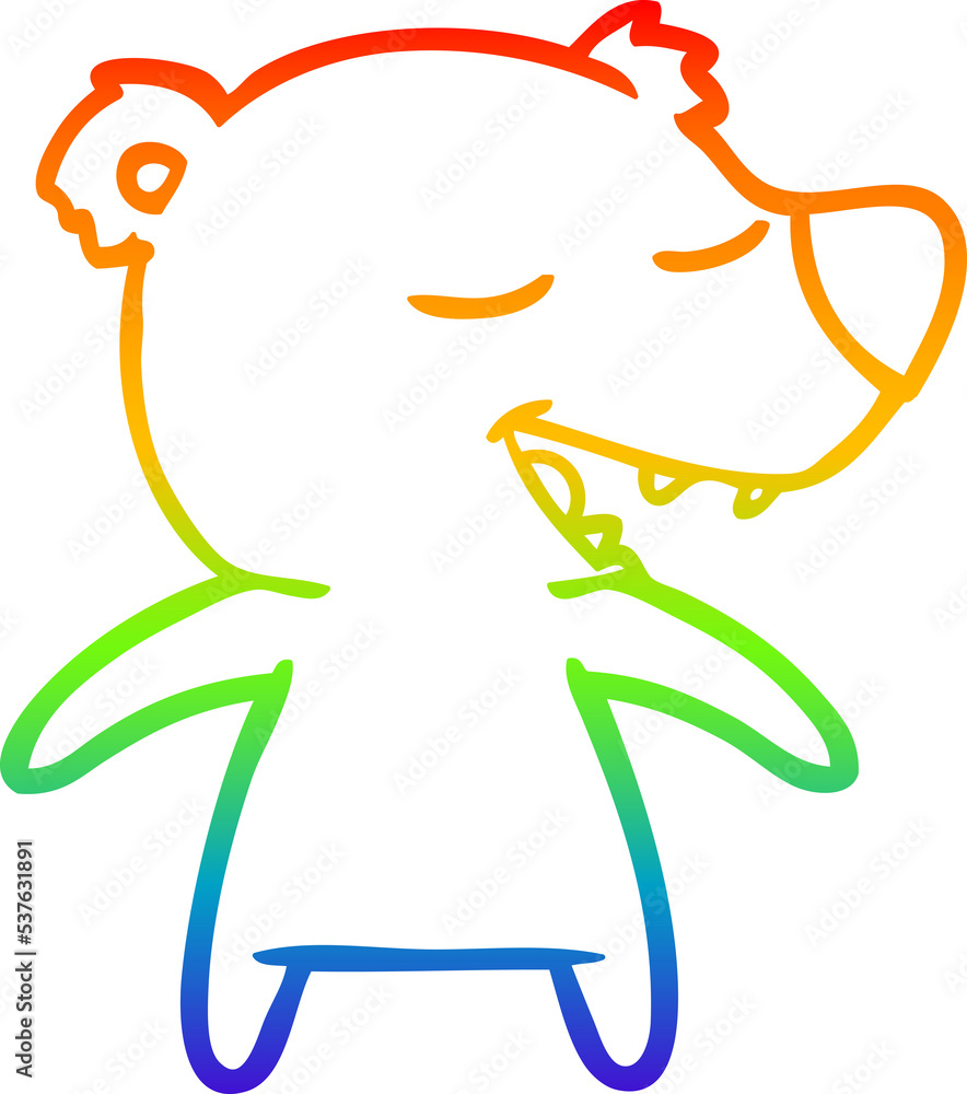 Obraz premium rainbow gradient line drawing of a cartoon bear