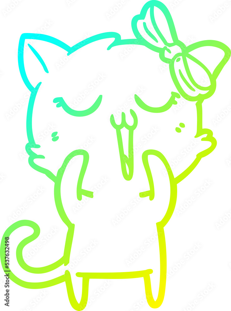 cold gradient line drawing of a cartoon cat cold gradient line drawing of a cartoon cat
