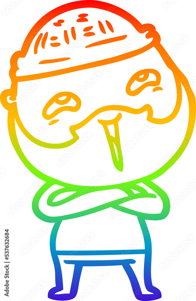 rainbow gradient line drawing of a cartoon happy bearded man rainbow gradient line drawing of a cartoon happy bearded man