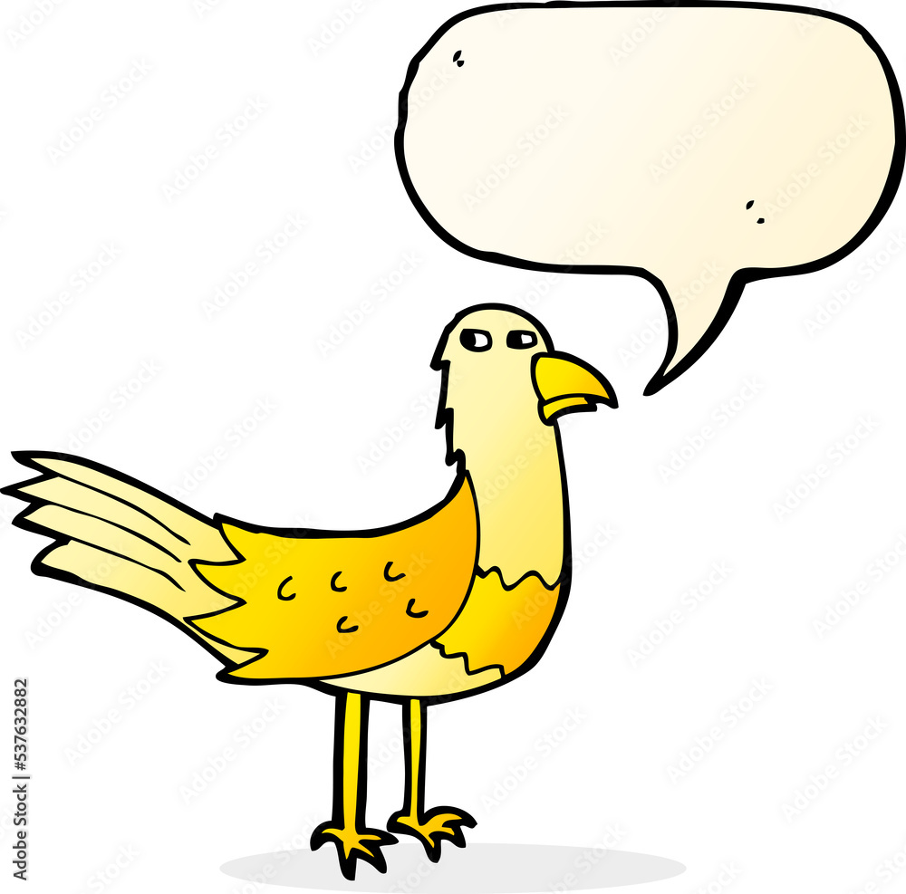 cartoon bird with thought bubble