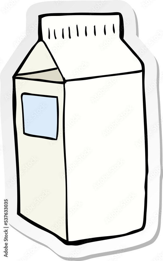 sticker of a cartoon milk carton sticker of a cartoon milk carton