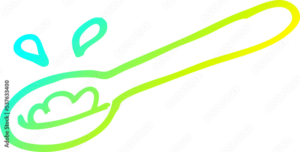 cold gradient line drawing of a cartoon ladle of food cold gradient line drawing of a cartoon ladle of food