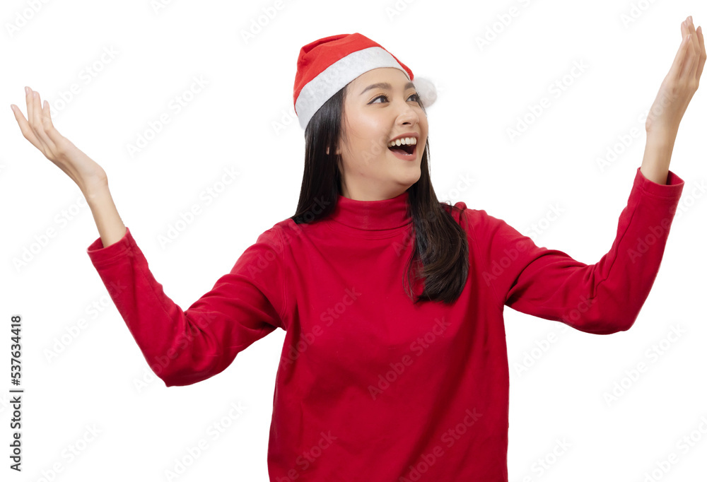 Female Santa Claus with Open Hands Presenting Gesture Female Santa Claus with Open Hands Presenting Gesture