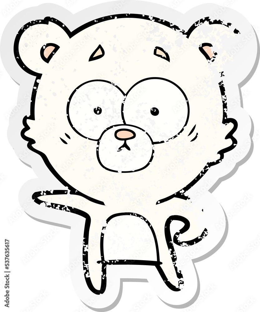 distressed sticker of a surprised polar bear cartoon distressed sticker of a surprised polar bear cartoon