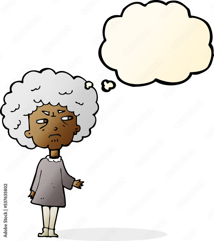 cartoon old lady with thought bubble cartoon old lady with thought bubble