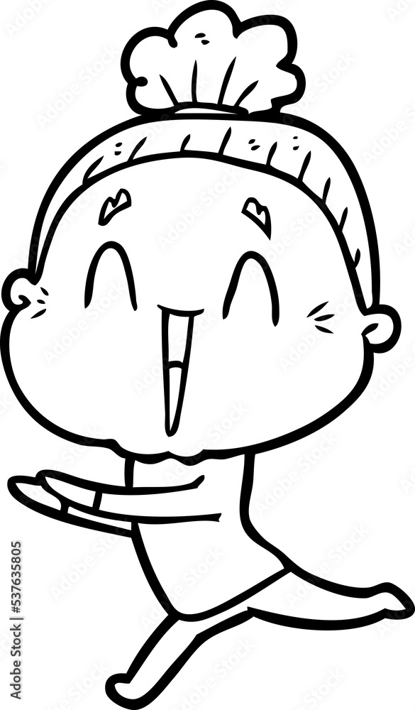 cartoon happy old lady