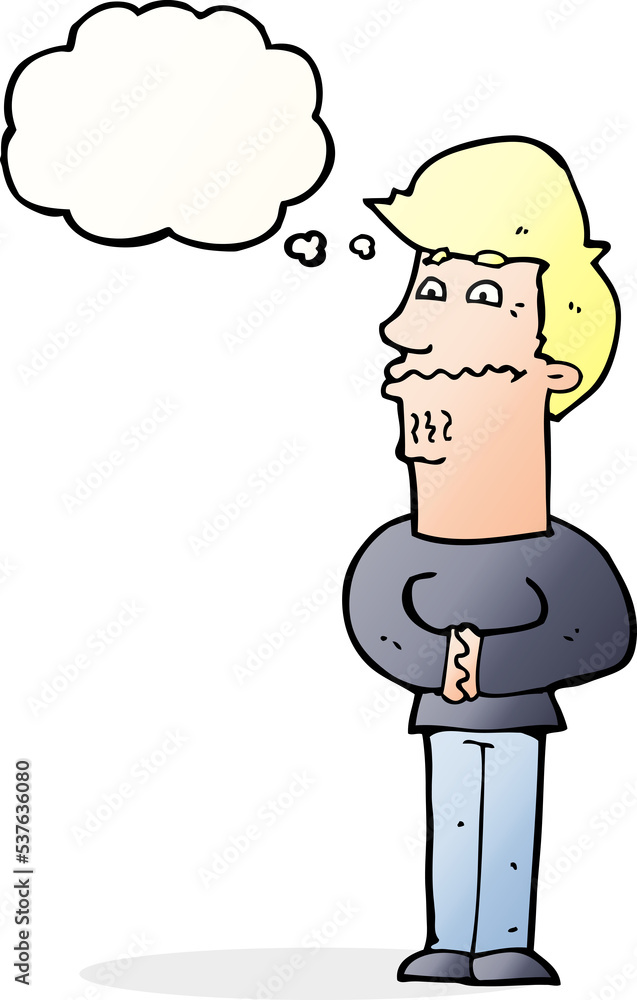 cartoon nervous man with thought bubble cartoon nervous man with thought bubble