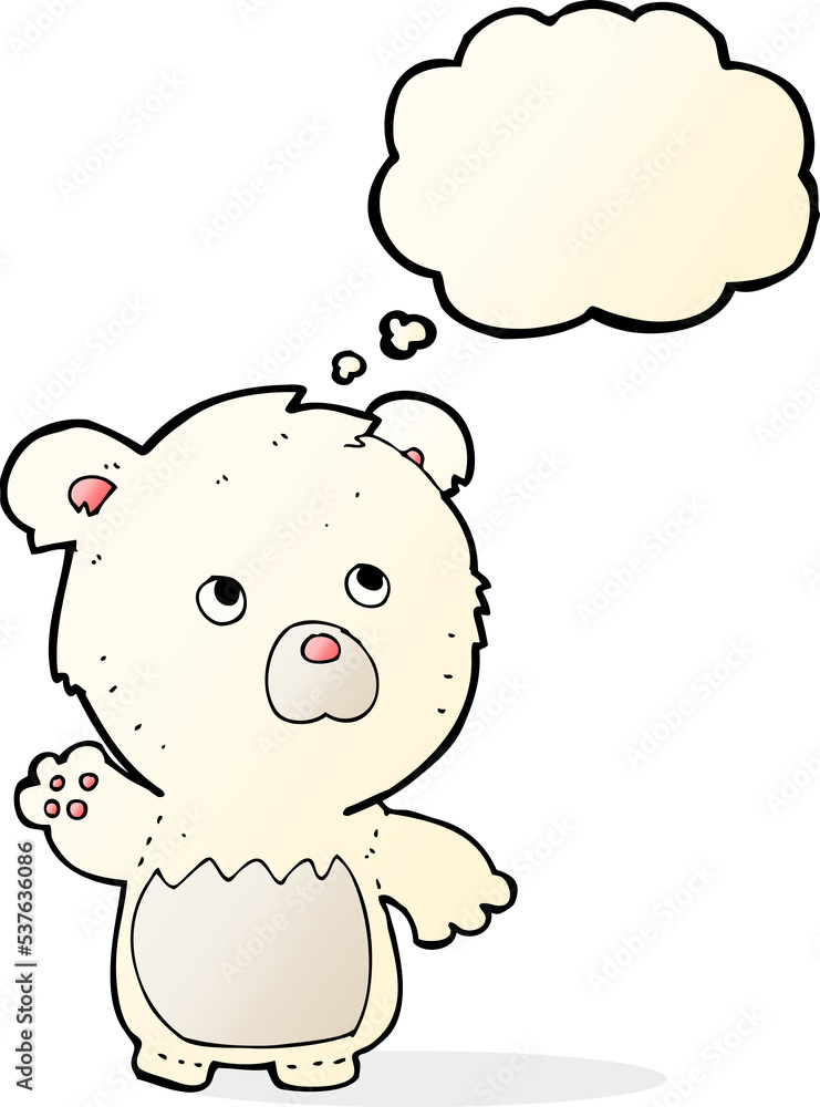 cartoon polar teddy bear with thought bubble