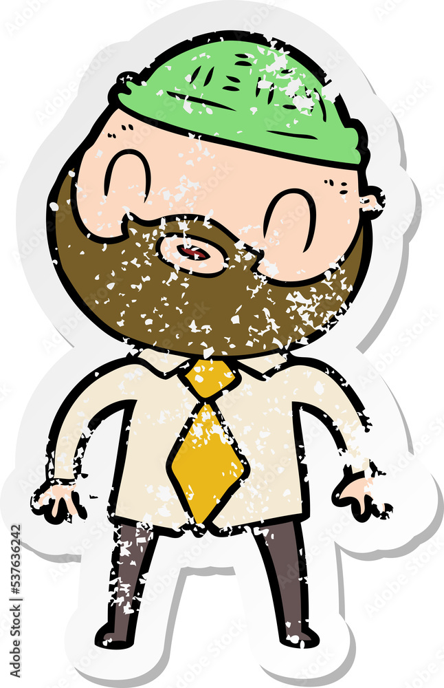 distressed sticker of a cartoon bearded man distressed sticker of a cartoon bearded man