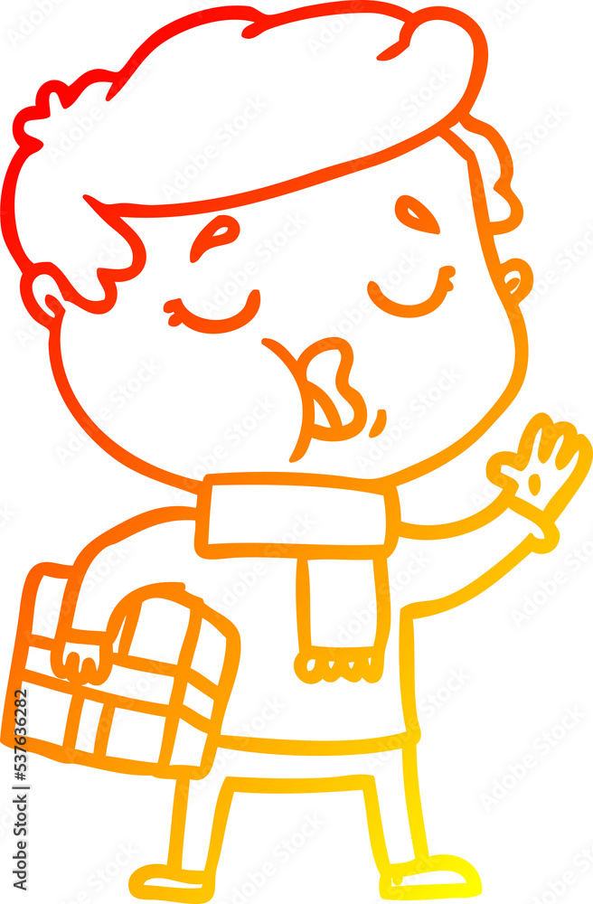 warm gradient line drawing of a cartoon man carol singing warm gradient line drawing of a cartoon man carol singing