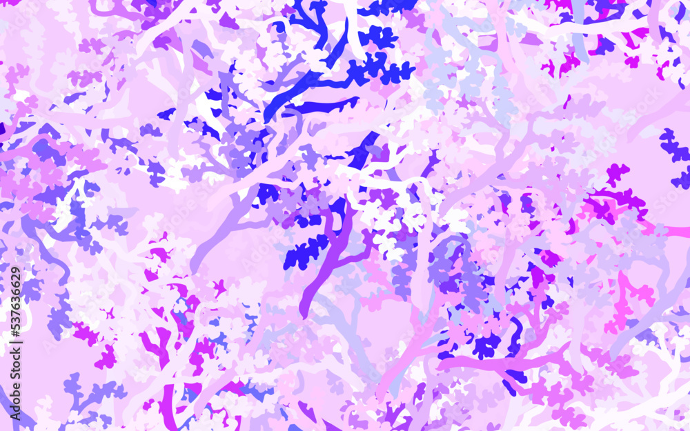 Fototapeta premium Light Purple vector abstract background with leaves, branches.