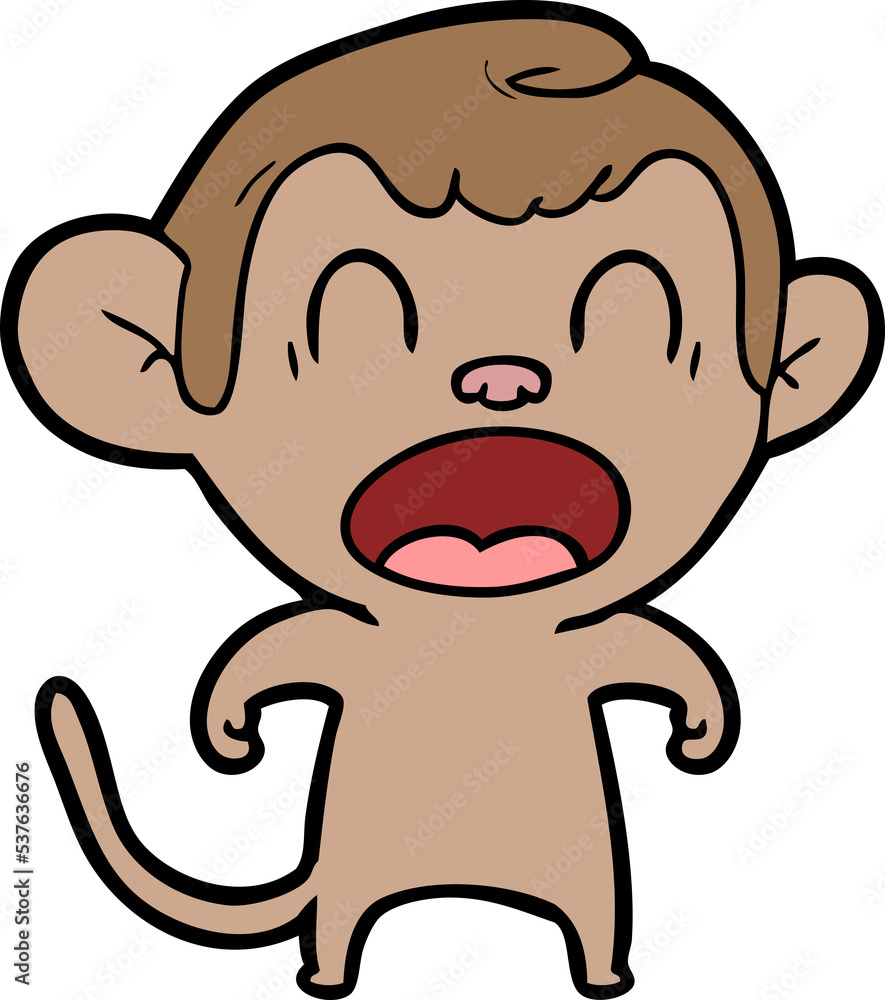 Fototapeta premium shouting cartoon monkey