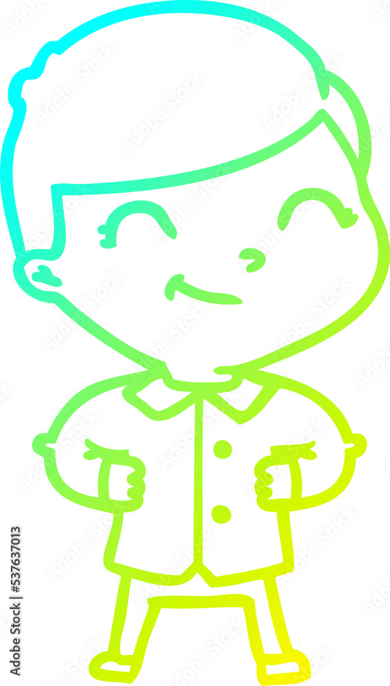 cold gradient line drawing of a cartoon boy with hands on hips cold gradient line drawing of a cartoon boy with hands on hips