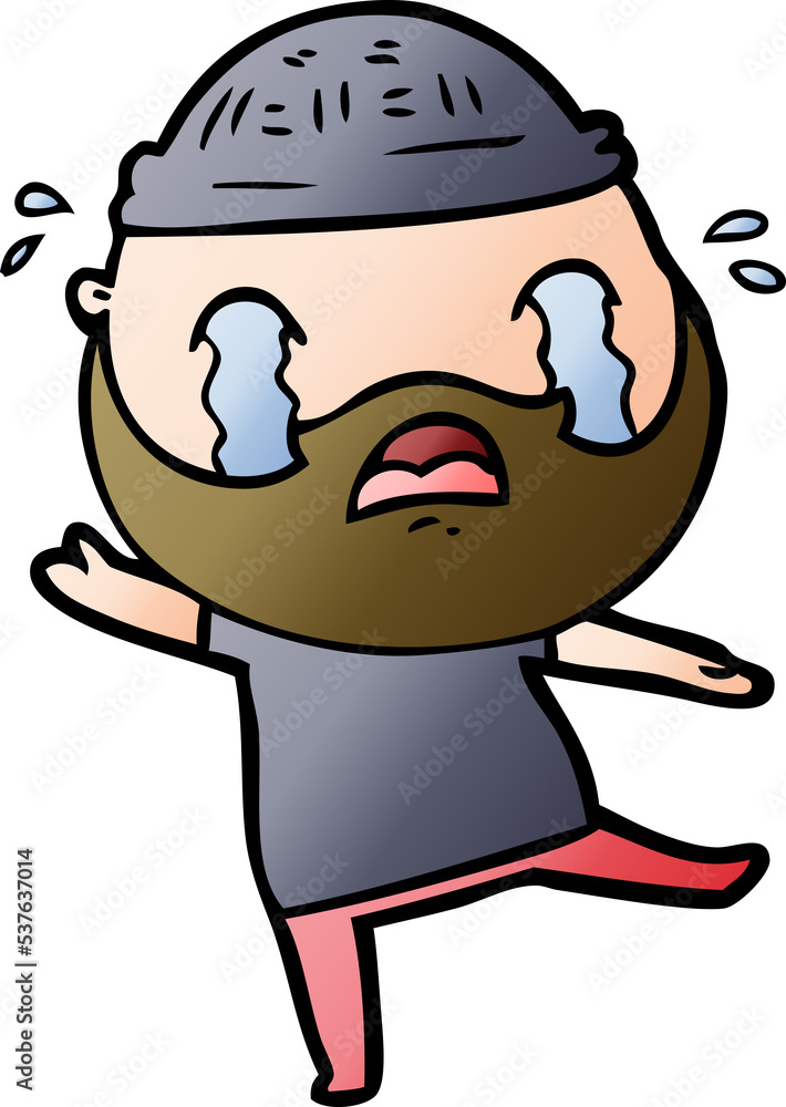 cartoon bearded man crying