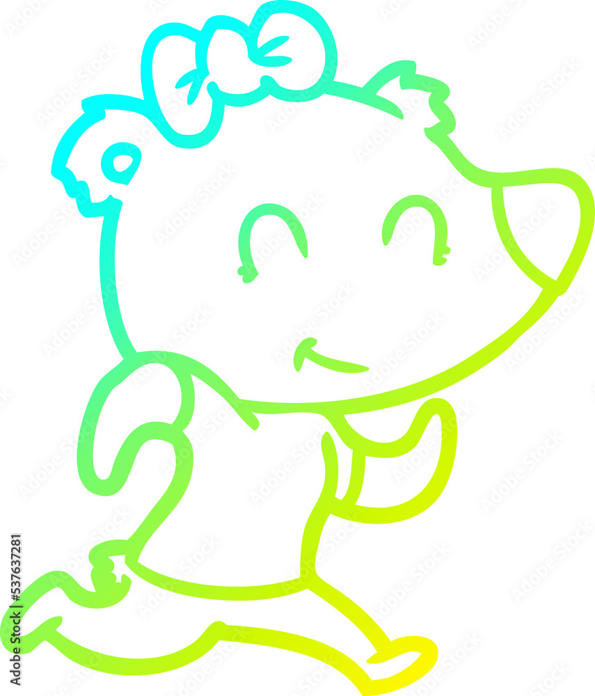 cold gradient line drawing of a female bear jogging cold gradient line drawing of a female bear jogging