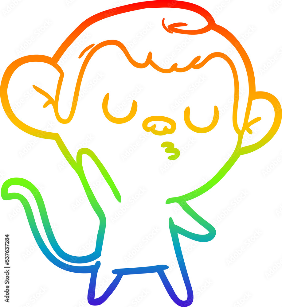 rainbow gradient line drawing of a cartoon monkey rainbow gradient line drawing of a cartoon monkey