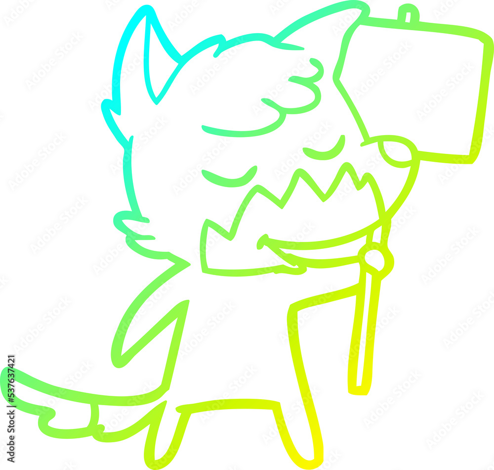 cold gradient line drawing of a friendly cartoon fox cold gradient line drawing of a friendly cartoon fox
