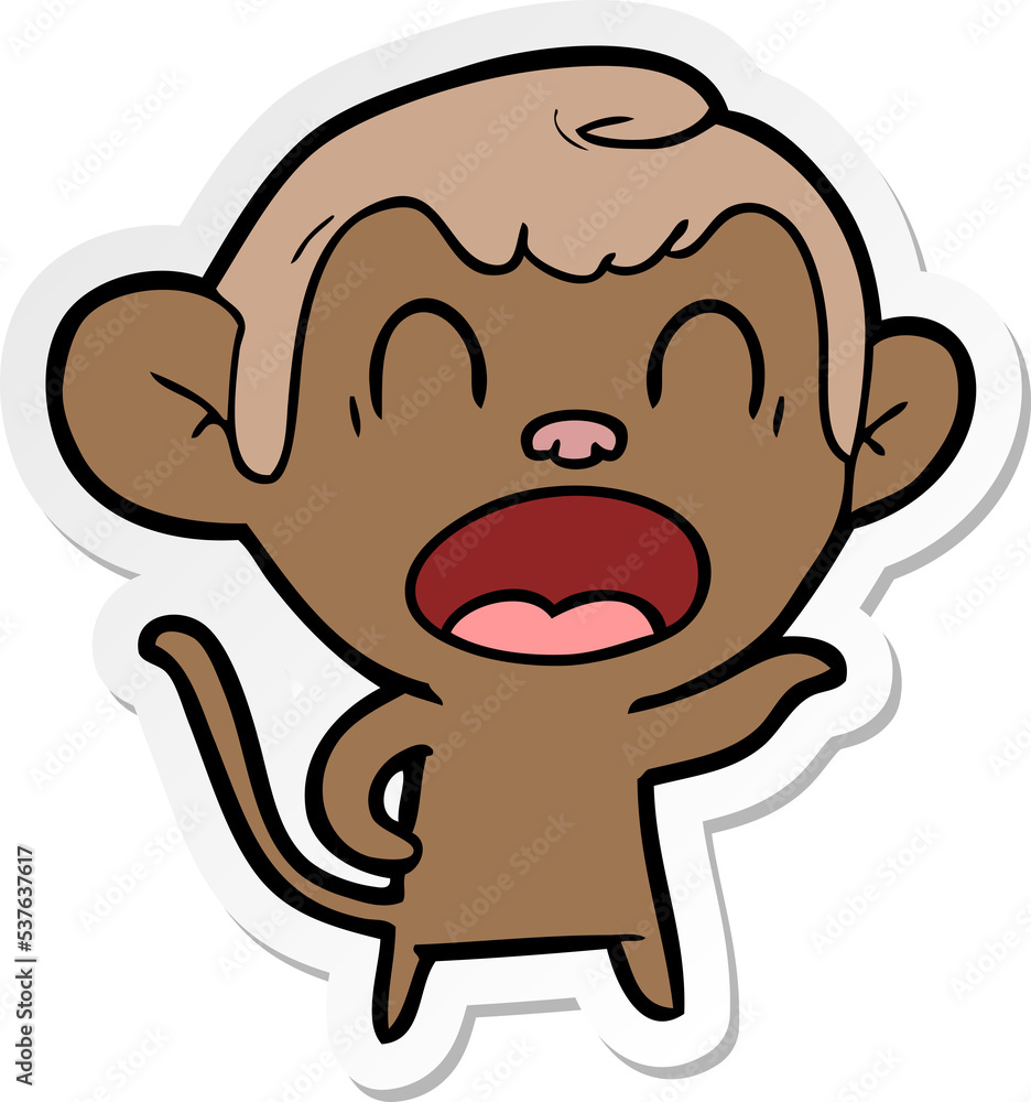 sticker of a shouting cartoon monkey pointing sticker of a shouting cartoon monkey pointing