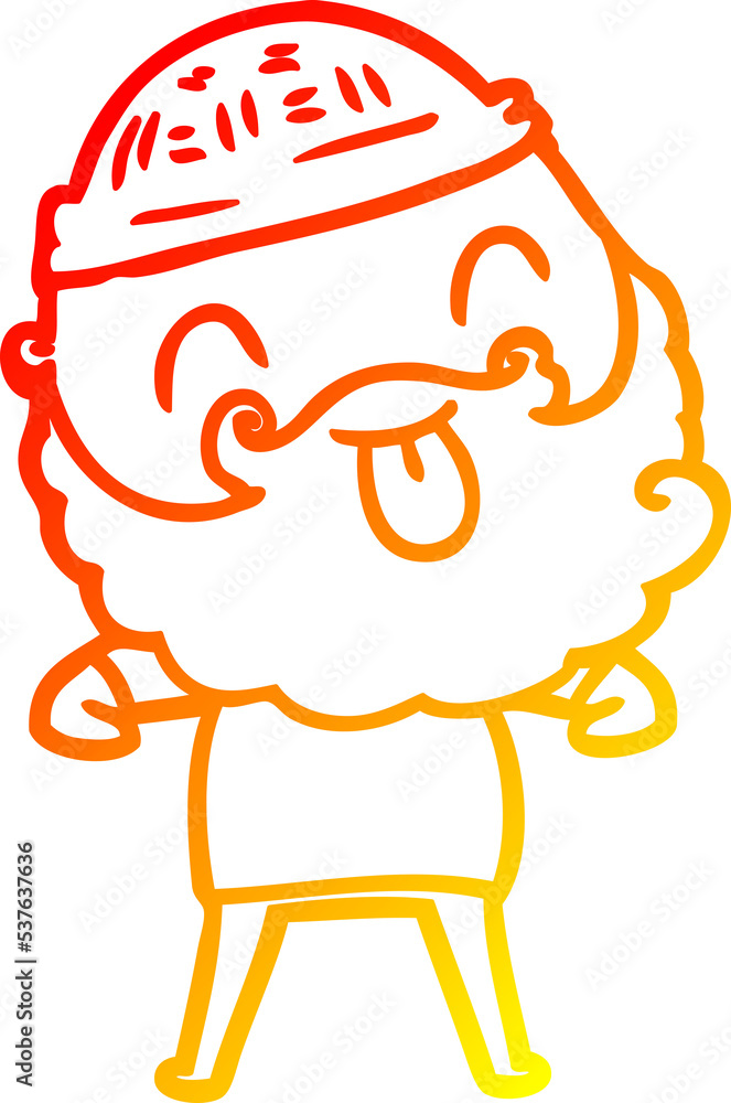 warm gradient line drawing of a man with beard sticking out tongue warm gradient line drawing of a man with beard sticking out tongue