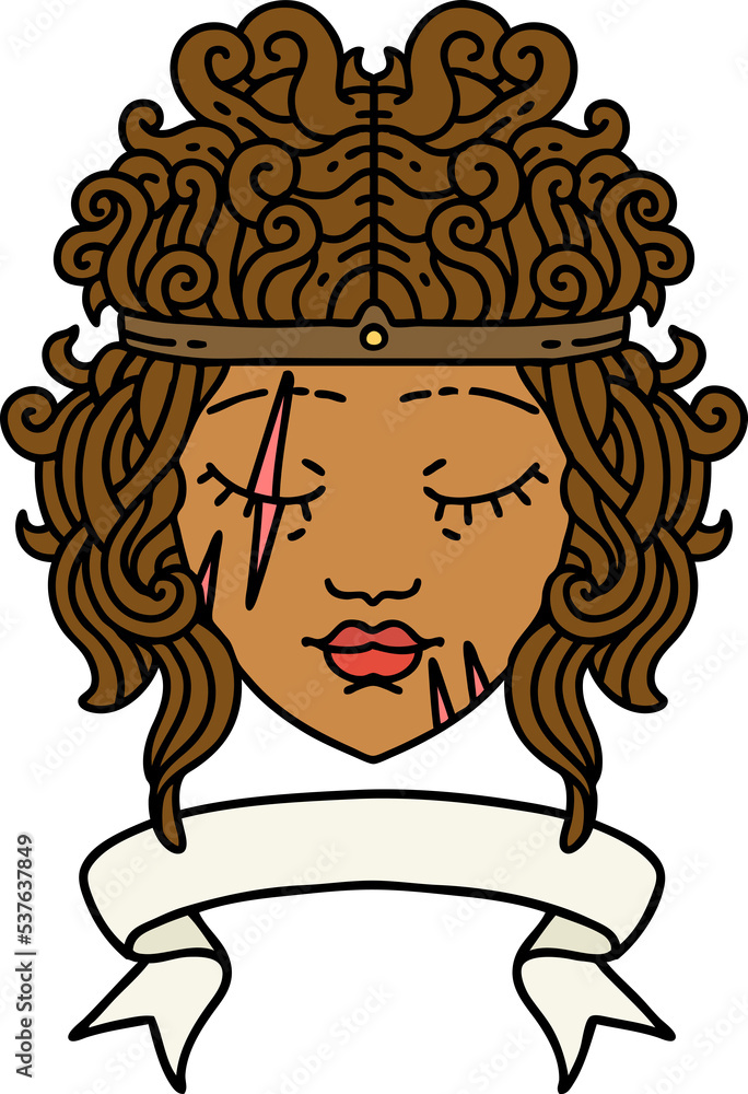 Retro Tattoo Style human barbarian character with banner Retro Tattoo Style human barbarian character with banner