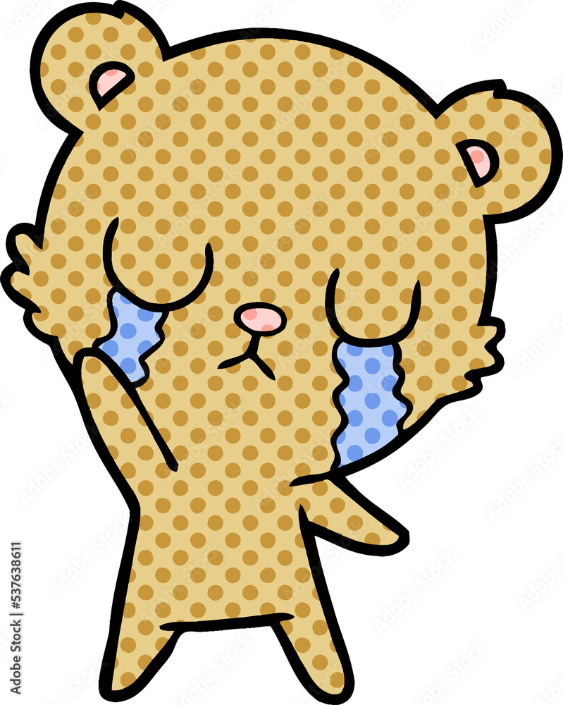 Obraz premium crying cartoon bear waving