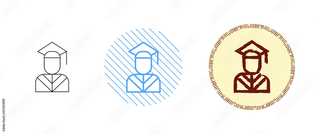This is a set of contour and color student icons This is a set of contour and color student icons
