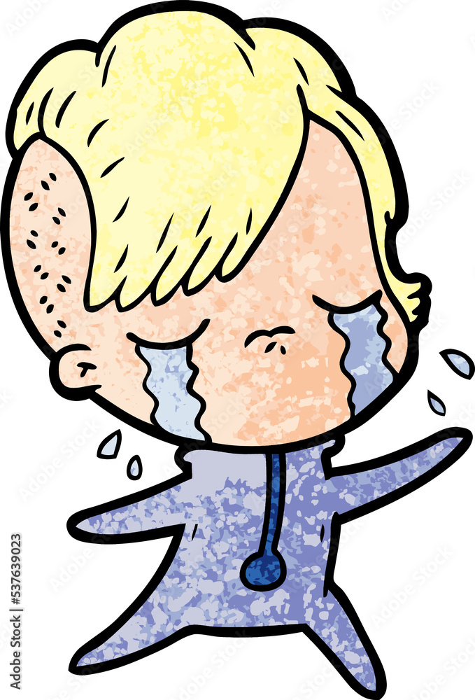 cartoon crying girl wearing space clothes cartoon crying girl wearing space clothes