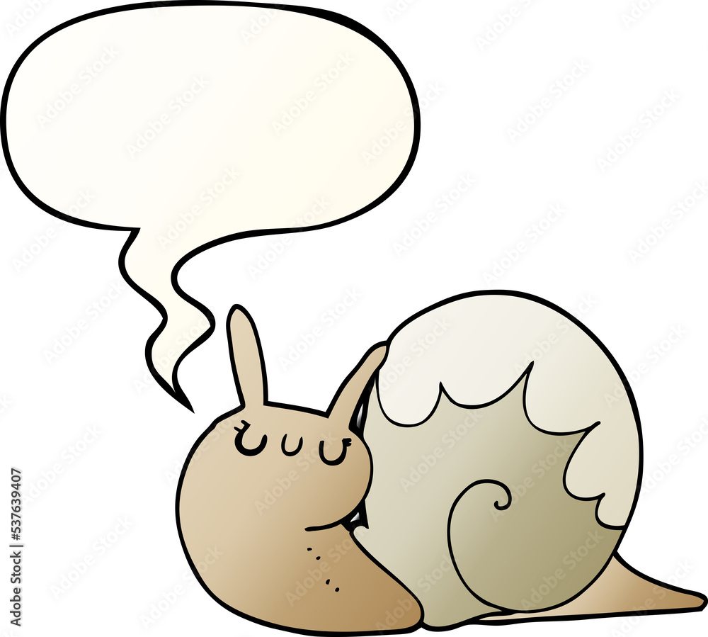 cute cartoon snail with speech bubble in smooth gradient style cute cartoon snail with speech bubble in smooth gradient style