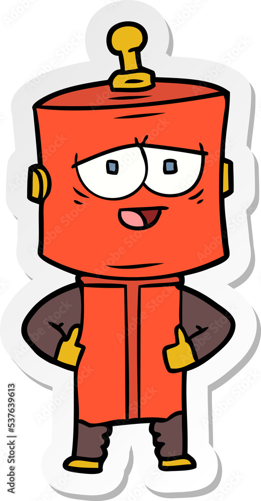 sticker of a cartoon robot sticker of a cartoon robot