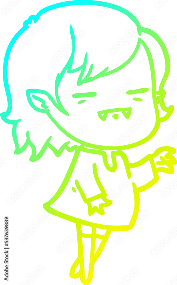 cold gradient line drawing of a cartoon undead vampire girl reaching out cold gradient line drawing of a cartoon undead vampire girl reaching out