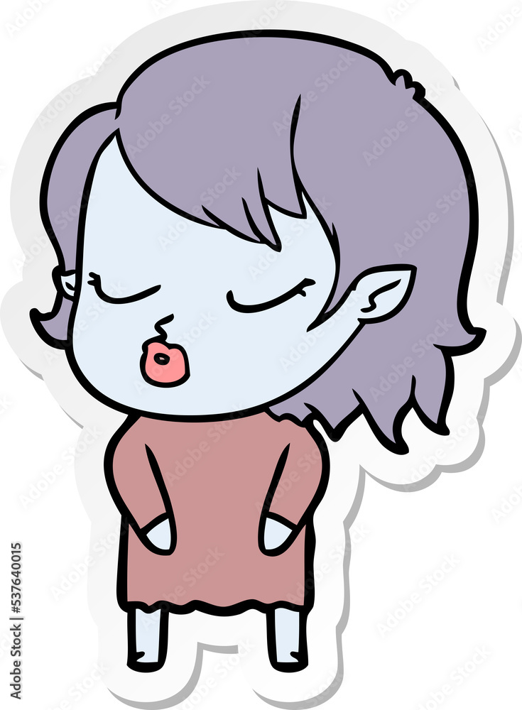 sticker of a cute cartoon vampire girl sticker of a cute cartoon vampire girl