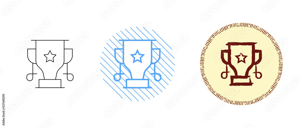 This is a set of contour and color icons of the winner's cup This is a set of contour and color icons of the winner's cup
