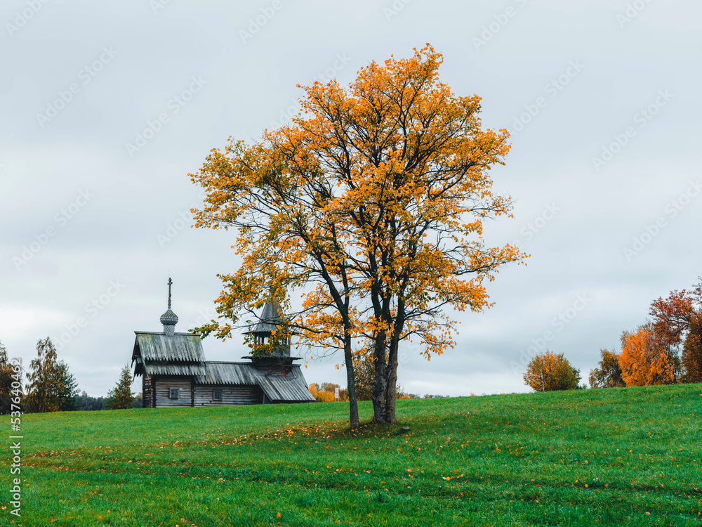 View of Kizhi Island, Historic Site of wooden Churches and Bell Tower-Republic of Karelia. Onega lake, Russia View of Kizhi Island, Historic Site of wooden Churches and Bell Tower-Republic of Karelia. Onega lake, Russia