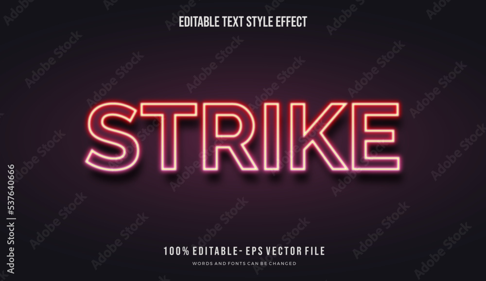 Stylish Editable text effect neon light vector template