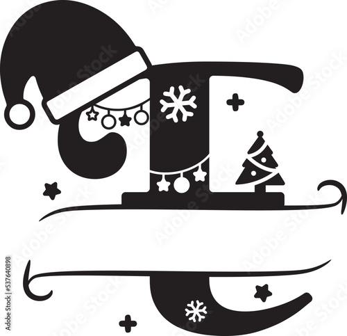 Christmas monogram, christmas alphabet , christmas split