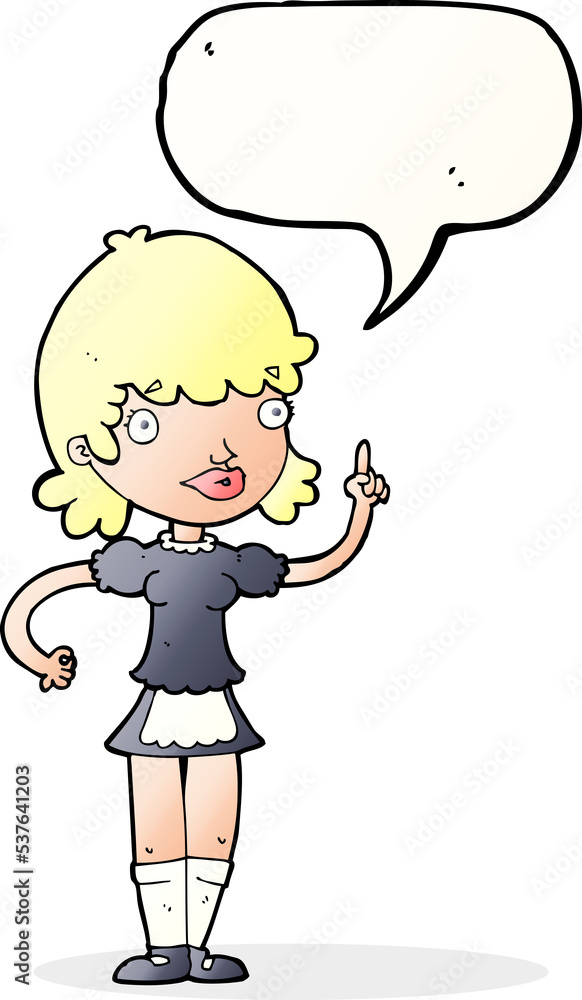 cartoon maid with speech bubble cartoon maid with speech bubble
